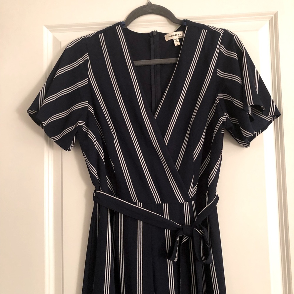 Navy & White Stripped Jumpsuit